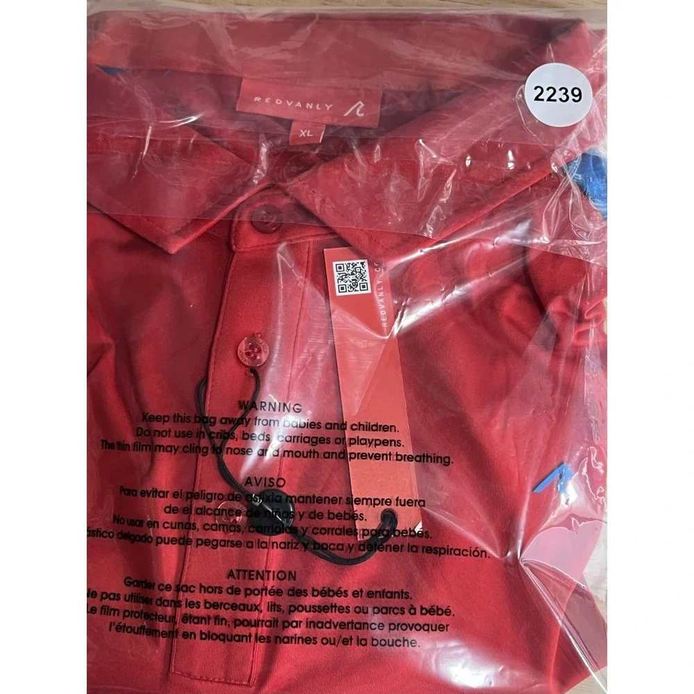 NEW Redvanly Men's Size XL Rio Red Blue Golf Polo Shirt Stretch
